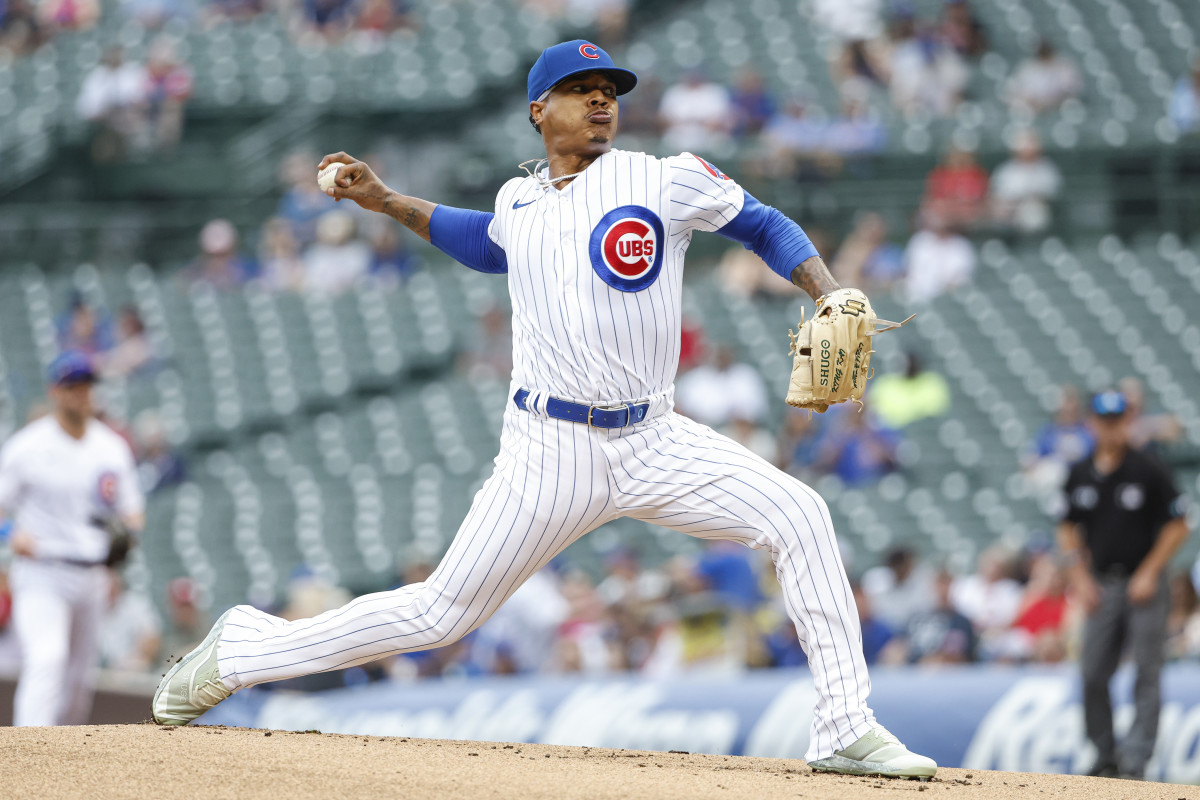 Chicago Cubs pitcher Marcus Stroman pitching earlier this season. 